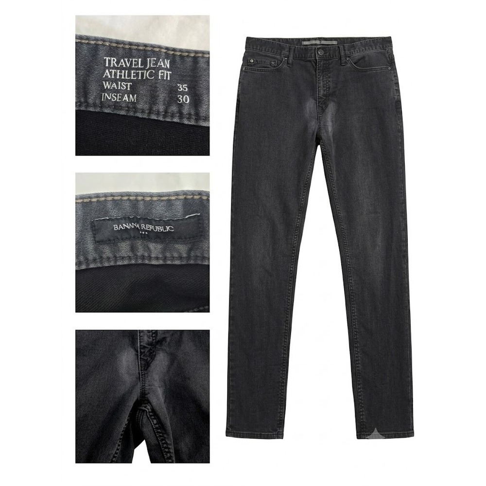 Banana Republic Mens Travel Jean Athletic Fit Charcoal Heat Jeans 35x30 Stretch